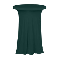 Spandex 30" Round Cocktail Table Cover Skirt Hunter Emerald Green With Natural Wavy Drapes