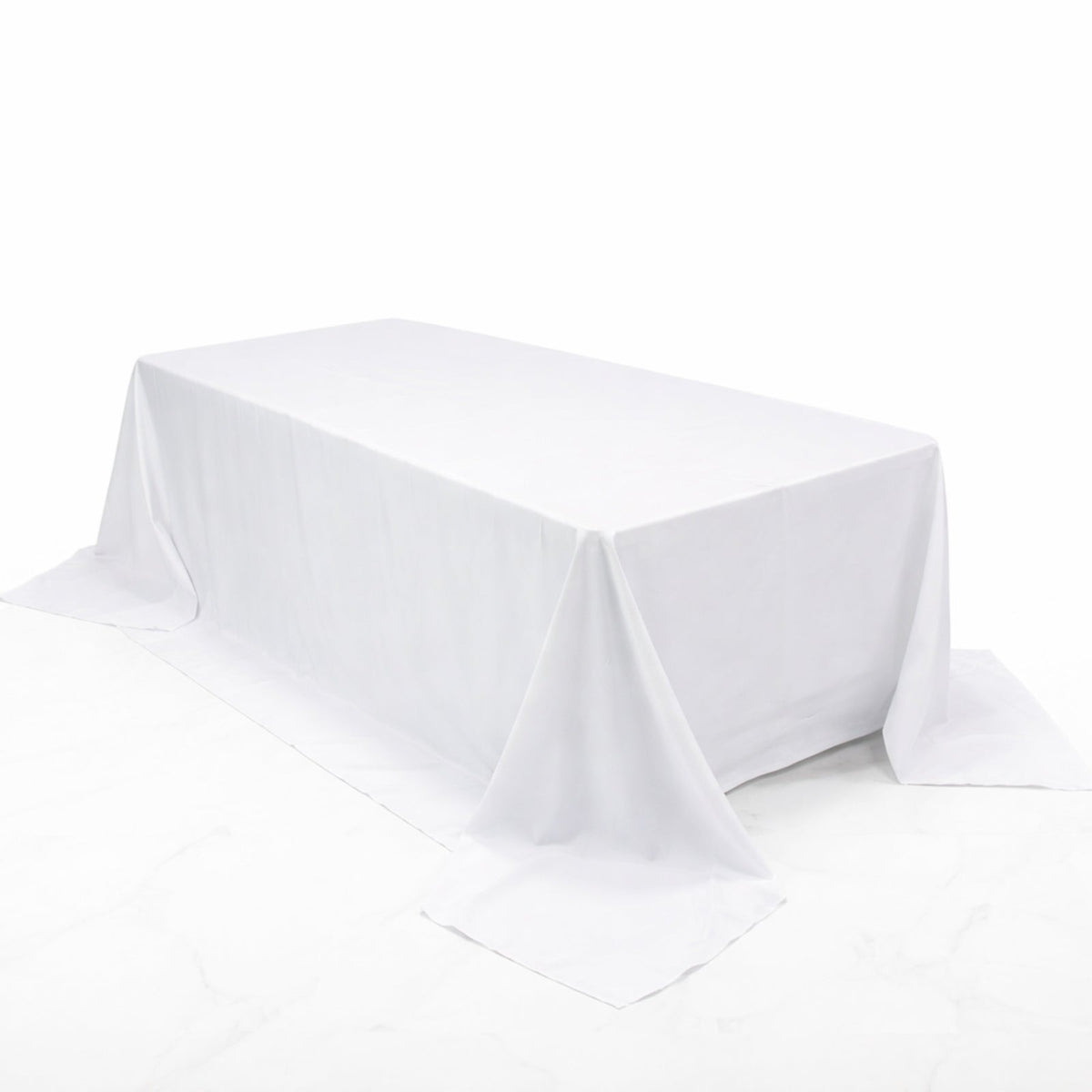 White Polyester Rectangular King Tablecloth – 108" x 156" Extra-Wide, Wrinkle-Resistant Banquet Linen for Catering, Events & 8ft Tables